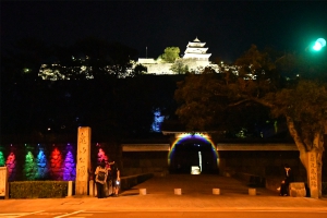 【丸亀城キャッスルロード】大手門から天守まで様々な灯りで彩る、幻想的な夜の丸亀城♪
