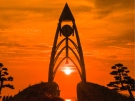 【一の宮公園】香川の夕景スポット★恋人の聖地★ロケットをイメージしたタワーの中心に夕日が沈む♪
