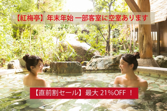 年末年始 一部客室に空室が出ました! 【12/30 1月3日 1月4日】 直前予約で最大21%OFFセール実施中!